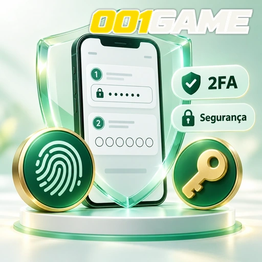 001GAME — ilustração de segurança da conta com autenticação em duas etapas, impressão digital e chave